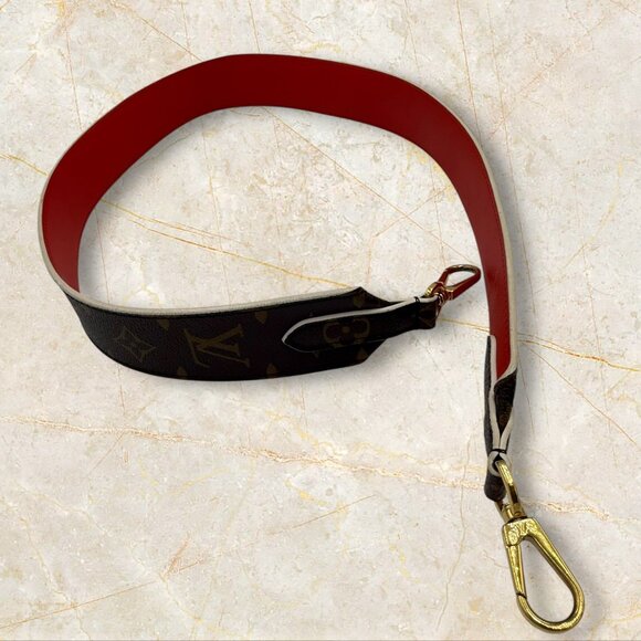 Louis Vuitton Bandoulière Monogram Purse Strap Brown Red - Picture 1 of 7